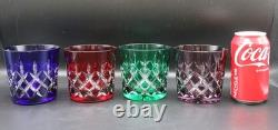 Set of 4 Ajka Arabella Crystal Double Old Fashioned Glasses Cut-to-Clear