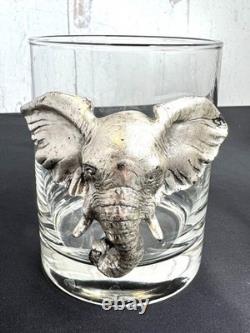 Set of 4 Arthur Court Aluminum Animal Grapevine Double Old Fashioned Glasses