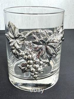 Set of 4 Arthur Court Aluminum Animal Grapevine Double Old Fashioned Glasses