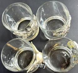 Set of 4 Arthur Court Aluminum Animal Grapevine Double Old Fashioned Glasses