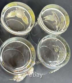 Set of 4 Arthur Court Aluminum Animal Grapevine Double Old Fashioned Glasses