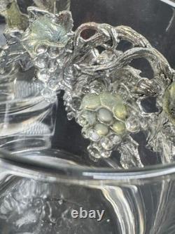 Set of 4 Arthur Court Aluminum Animal Grapevine Double Old Fashioned Glasses