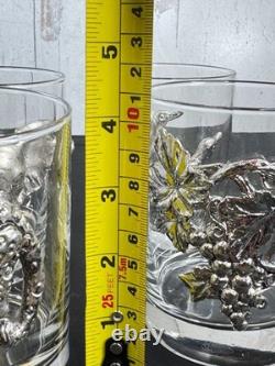 Set of 4 Arthur Court Aluminum Animal Grapevine Double Old Fashioned Glasses