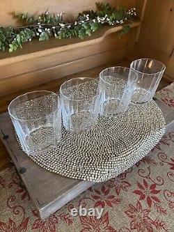 Set of 4 Double Old-Fashioned Oval Facette Glasses by DANSK NWOB NICE