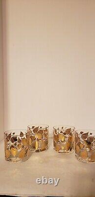 Set of 4 Georges Briard Double Old Fashioned Glasses Gold Leaf