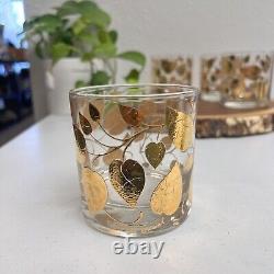 Set of 4 Georges Briard Double Old Fashioned Glasses Gold Leaf
