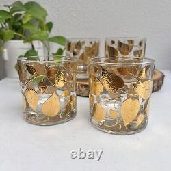 Set of 4 Georges Briard Double Old Fashioned Glasses Gold Leaf