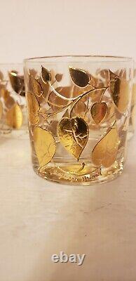 Set of 4 Georges Briard Double Old Fashioned Glasses Gold Leaf