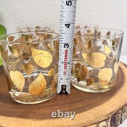 Set of 4 Georges Briard Double Old Fashioned Glasses Gold Leaf