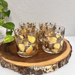 Set of 4 Georges Briard Double Old Fashioned Glasses Gold Leaf