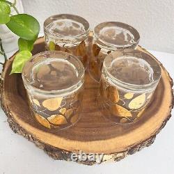 Set of 4 Georges Briard Double Old Fashioned Glasses Gold Leaf