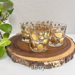 Set of 4 Georges Briard Double Old Fashioned Glasses Gold Leaf