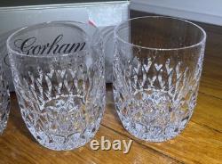 Set of 4 Gorham Crystal Diamond Clear Double Old Fashioned Glasses