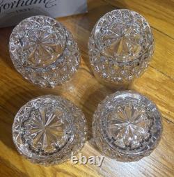 Set of 4 Gorham Crystal Diamond Clear Double Old Fashioned Glasses