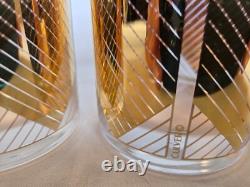 Set of 4 Mid-century Double Old Fashioned Glasses by Culver, 22K Gold Chevron