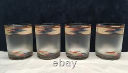 Set of 4 Noritake Design Raindance Double Old Fashioned Glasses 12 oz. Excellent