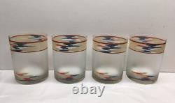 Set of 4 Noritake Design Raindance Double Old Fashioned Glasses 12 oz. Excellent