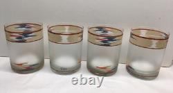 Set of 4 Noritake Design Raindance Double Old Fashioned Glasses 12 oz. Excellent