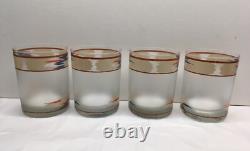Set of 4 Noritake Design Raindance Double Old Fashioned Glasses 12 oz. Excellent