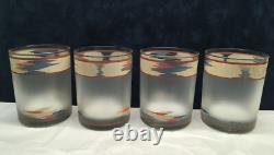 Set of 4 Noritake Design Raindance Double Old Fashioned Glasses 12 oz. Excellent