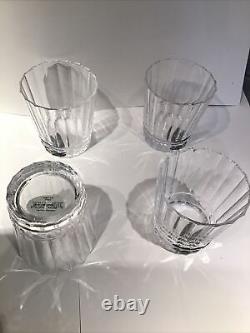 Set of 4 Ralph Lauren Crystal Double Old Fashioned Whiskey Rocks Glasses Ribbed