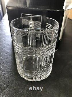 Set of 4 Ralph Lauren Crystal Glen Plaid 4 Double Old Fashioned Whiskey Glasses