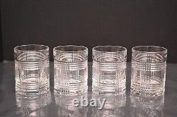 Set of 4 Ralph Lauren Glen Plaid Double Old Fashioned Rocks Whiskey Glasses