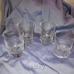Set of 4 Rowland Ward Safari Double Crystal Old Fashioned Glasses African Series