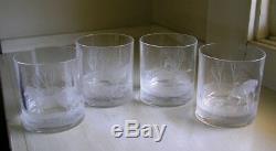 Set of 4 SPC Hungary Hungarian Etched Double Old Fashioned Tumblers Horses Pony