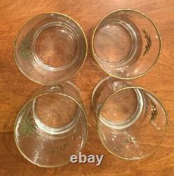 Set of 4 Spode Christmas Tree Double Old Fashioned Glasses Tumblers Gold Lip EUC