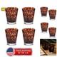 Set of 4 Tortoise Print Double Old Fashion Glass 16 oz, Hand wash only Glass