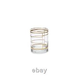 Set of 4 VIETRI ELEGANTE Double Old Fashioned Glasses 2 Grid & 2 Swirl