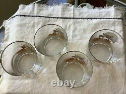 Set of 4 Vintage Culver 22K Gold COTTONBALL Double Old Fashioned Glass MCM