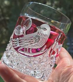 Set of 4 Vintage Hofbauer Byrdes Collection Crystal Old Fashioned Glasses Ruby