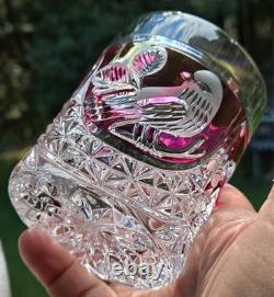 Set of 4 Vintage Hofbauer Byrdes Collection Crystal Old Fashioned Glasses Ruby