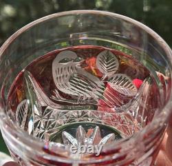 Set of 4 Vintage Hofbauer Byrdes Collection Crystal Old Fashioned Glasses Ruby