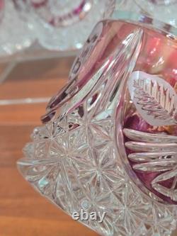 Set of 4 Vintage Hofbauer Byrdes Collection Crystal Old Fashioned Glasses Ruby