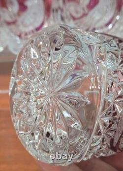 Set of 4 Vintage Hofbauer Byrdes Collection Crystal Old Fashioned Glasses Ruby