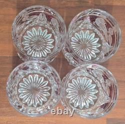 Set of 4 Vintage Hofbauer Byrdes Collection Crystal Old Fashioned Glasses Ruby