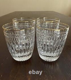 Set of 4 Waterford Crystal Hanover Gold Double Old Fashioned Glasses Marquis