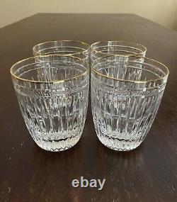 Set of 4 Waterford Crystal Hanover Gold Double Old Fashioned Glasses Marquis