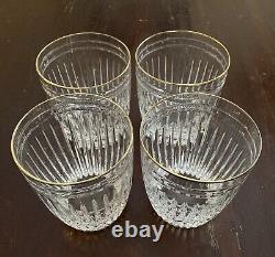 Set of 4 Waterford Crystal Hanover Gold Double Old Fashioned Glasses Marquis