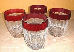 Set of 4 Waterford Crystal Simply Red Double Old Fashioned Cocktail Glasses