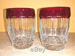 Set of 4 Waterford Crystal Simply Red Double Old Fashioned Cocktail Glasses