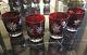 Set of 4 Waterford Snowflake Snow Crystals Ruby Red Double Old Fashioned Glasses