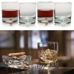 Set of 4 Whiskey Glasses Clear Heavy Base Double Old Fashioned Scotch Glass 10oz
