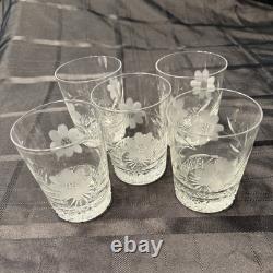 Set of 5 2ABP cut crystal old fashioned glasses