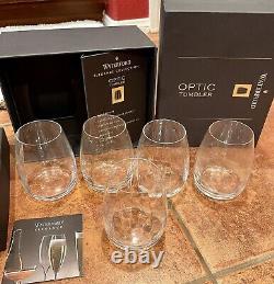 Set of 5- Waterford Elegance Optic Double Old Fashioned Glasses Crystal