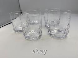 Set of 5 x PORTIEUX Crystal Double Old Fashioned Glasses Oblong shape France