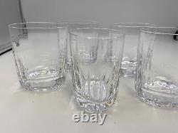 Set of 5 x PORTIEUX Crystal Double Old Fashioned Glasses Oblong shape France